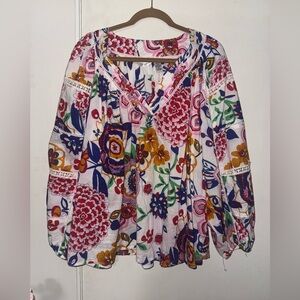 Kaktus Floral Blouse - Pink, Blue, Yellow